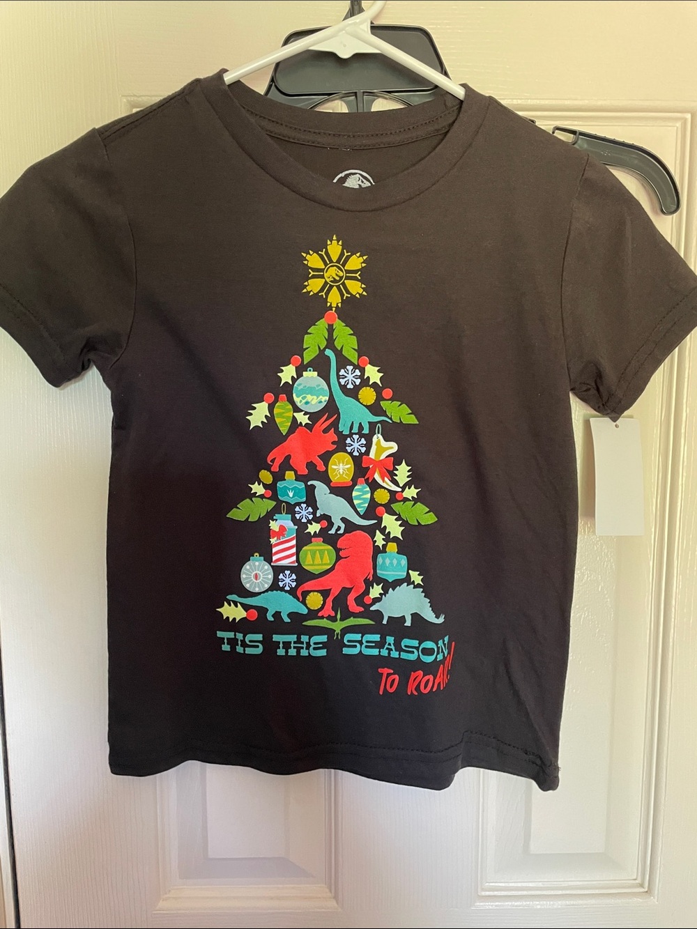 Kids Holiday Dinosaur Tee - Black - Jurassic Park NWT XS